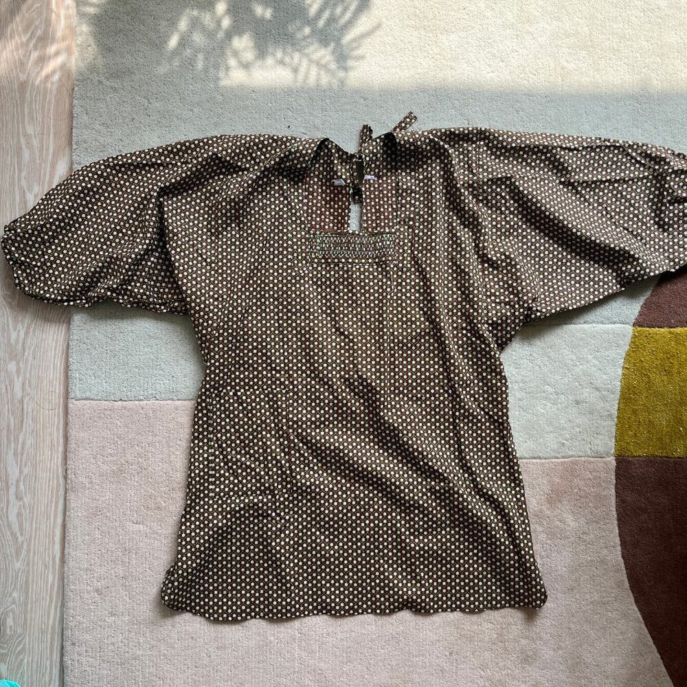 Vintage Japanese Calico Print Cotton House Dress / Apron Women's Large - Picture 7 of 15